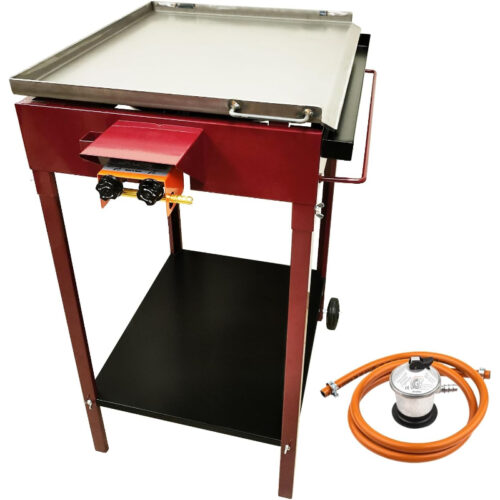Ferjus 30 kg Acier Alliage Plancha au Gaz et Paellero Extérieur Rouge