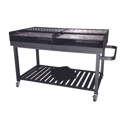 METRO Professional 74 kg Acier Inoxydable Barbecue Charbon avec Couvercle et Roues Noir